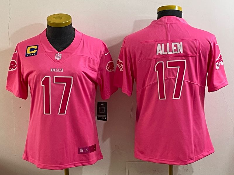 Women 2025 Buffalo Bills 17 Allen Pink Nike Limited NFL Jersey style 0063